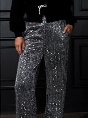 Böhme Sparkly Wide-Leg Pants - Size S - NWT